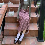 Vintage Plaid Print Maxi SkirtOutfit