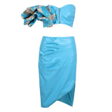 Two Piece Set Top and Shorts 2022 New Women's Blue 2 Pece Set Elegant Sexy Evening Club Party Set Summer