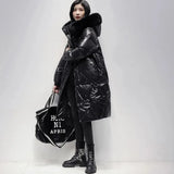 White Duck Down Coats Long Down Jacket 2023 New Women's Winter Long Large Size Loose Fox Fur Collar Down parkas