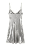 Cowl Neck Metallic Slip Mini