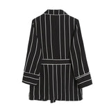Black-And-White Striped Suits Summer Thin Blazer Coat & Pants ZA Jackets Coats Female Casual Trousers Sets