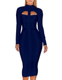 Neck Bandage Dress 2022 Autumn Winter Long Sleeve Bandage Dress Bodycon Women Midi Sexy Party Dress Evening Club