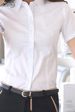 Woman Blouses 2023 V-neck Short Sleeve Solid Work Shirts Tops Pretty and Cheap Women's Blouse OL White Female