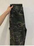 Camouflage Jeans Woman High Waist Cargo Pants Straight Jeans Fashion Straight Baggy Pants Y2k Casual Denim
