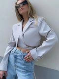 Irregular Elegant Blazer For Women Notched Long Sleeves Lace Up Bowknot Blazers Female 2021 Summer Fashion New