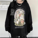 Hip Hop Streetwear Funny Cats Sweatshirt Women Oversized Streetwear Casual Kawaii Teens Clothes 2021 Autumn New