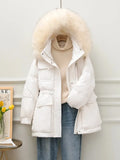Real Raccoon Fur Collar New Winter Women Pocket 90% White Duck Down Jacket Female Thick Warm Parka Loose
