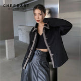 Pearl Beading Wool Blend Coat Women Black High Fashion Hasp Winter Jackets For Women 2021 Luxury Designer