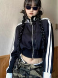 Stripe Short Star Zip Up Sweatshirt- Outfit