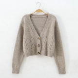 style high-waisted slim plastic sweater women 2021 spring new single-breasted knitted cardigan twist small