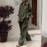 2025 New Women's Long-Sleeved Shirt Loose Pants Two