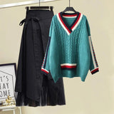 Women Summer Sets Mesh Patchwork Slash Neck Tops + Asymmetric Skirt 2 Piece Sets Female Party Suits Elegant Casual Two Piece