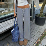 Zingj Wind Stripe Knitting Bump Color Casual Pants Female Low Waist Loose Straight Tube Contracted Base