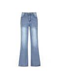 Washed Vintage Blue Versatile Boyfriend Jeans-Outfit
