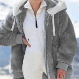 new autumn and winter loose plush zipper hooded jacket