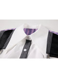 Women Blouse Streetwear Striped Single Breasted Shirt Y2k Korean Casual Vintage Loose Fashion Tide Patchwork Female