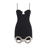 New Beading Spaghetti Strap Bandages Dress Sexy Hollow Out Bodycon Summer Clothes Club Party Women