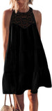 Summer Sleeveless Dresses Casual Sleeveless A-Line Hierarchal Swing Vest Skirt Beach Vacation