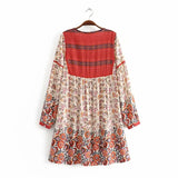 Queens Women Floral Print Sleeve Beach Long Bohemian Mini Dress Ladies V Neck Summer Rayon Boho