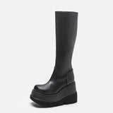 Zingj 43 Gothic Style Thick Bottom Boots Motorcycle Knight Boots But Knee Big Head Show Thin Tall Boots