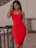 Dress Red 2022 Summer Women's Midi Dress Bodycon Elegant Sexy High Quality Yellow Pink White Evening Party Dress