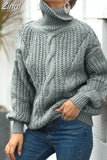 Women Oversized Sweater 2023 Loose Autumn Winter Turtleneck Elegant Knitted Warm Pullovers Fashion Solid Tops Knitwear