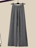 Winter Knit Two Piece Sets Womens Outfits Ladies Casual Sailor Collar Knitted Sweater And Wide Leg Pants Sets Koeran