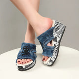 Summer With High-Heelage Slippers Women's Slopes And Thick-Bottom Cloth Beach Cold