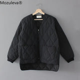 New 2022 Autumn Winter Women Jackets V-neck Quilted Puffer Parkas High-Quality Warm Oversize Vintage Wild Coat