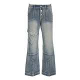 Seamed Pocket Straight Leg Cargo JeansOutfit