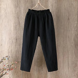Cotton Linen Harem Pants Women Summer Loose 4XL Solid Color Pants High Waist Elastic Female Ankle-length