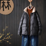 Autumn Winter Women Stand Collar Short Down Coat 90% White Duck Down Ultra Light Parkas Loose Zipper Windproof
