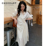 Kink Korean Fashion Striped Designer Long Dress Women Long Sleeve Button Up Collar Midi Shirt Dress Summer Clothes