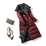 2021 Winter Women Turtleneck White Duck Down Coat Double Breasted Warm Parkas Double Sided Down Long