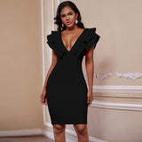 Dress Women's Summer Party Dress Orange Black Red White Ruffles Ladies Sexy Bodycon Dress Evening Club Birthday