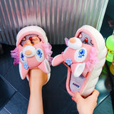 New Fashion Linen Platform Slippers Women Cute Squirrel Home Soft Bottom Slippers Couple Comfortable Slippers Free