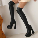 Fashion Stretch Women Over The Knee Boots Platform Super High Heel Thigh Boots Slip On Autumn Woman Shoes Plus Size 42
