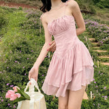 Lace Up Ruffle Corset Mini DressOutfit
