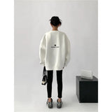 Women Letter Embroidery Gray Sweatshirts Oversize Long Sleeve O Neck Loose Pullovers Female Streetwear Hoodies Tops Autumn