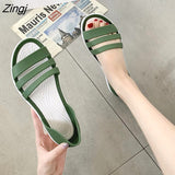 Women Summer Flat Sandals 2023 Open-Toed Slides Slippers Candy Color Casual Beach Outdoot Female Ladies Jelly