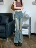 Style Flare Wide Leg Jeans Women Elastic High Waist Skinny Mom Denim Pants 2023 Autumn Winter Fashion Oversize