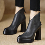Bare Boots 2025 Autumn And Winter New Waterproof Table Retro High-Heeling Short Boots Fashion Thick And Pointed Boots