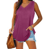 V-neck Sleeveless Pullover Solid Color Vest