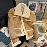 Women's Jackets Fashion Lapel Thick Warm Coats Casual Female Short Jacket