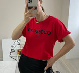 Hot Letter-Print T-Shirt Women's Cotton Collar Loose Short-Sleeved Top INS