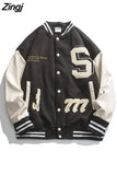 letter towel embroidered jackets coats women street hip-hop trend baseball uniform couple casual loose all-match