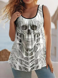 Round Collar Vest New Art Splicing Pattern 3D Digital Printing Sleeveless Women's Folding