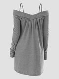 Shoulder Crisscross Tunic Sweater Casual Ladies Tops Women Sweaters Female Long Sleeve Pullover