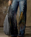 Zingj Plus Size Casual Pants Thin Jeans Wide Leg Pants-Outfit