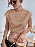 O-neck White Casual Shirts Fashion Women Leopard Print Tops Streetwear Short Sleeve Jacquard Blouse Blusas Shirt